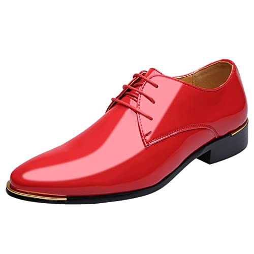 BSWFA Herren Schuhe Schwarz 43 Und Spitzschuhe Herren Business Classical Leather Casual Herren Lederschuhe Herren Schuhe Freizeit (44, Rot) von BSWFA