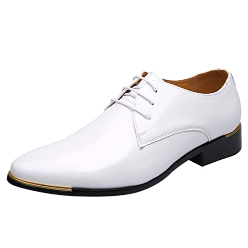 BSWFA Herren Schuhe Schwarz 43 Und Spitzschuhe Herren Business Classical Leather Casual Herren Lederschuhe Herren Schuhe Freizeit (47, Weiß) von BSWFA