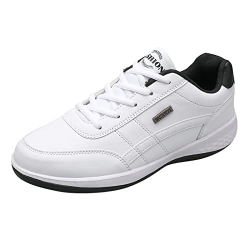 BSWFA Luftige Schuhe Herren Sohle Turnschuhe weiche Sohle runde Zehe atmungsaktive Laufschuhe Mode Herren Laufschuhe Sneaker Herren Vintage (White, 44) von BSWFA