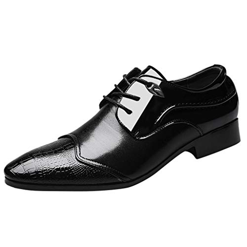 BSWFA Schuhe Herren Größe 42 Männer Anzug männlich Hochzeit Business Schuhe Schuhe Spitze bequemer Schuh Freizeit Herren Lederschuhe Basketball Schuhe Herren 44 (38, Schwarz) von BSWFA