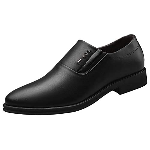 Business Formale Schnürschuh Lederschuhe Moderne Klassische Halbschuh Flach Atmungsaktiv Freizeitschuhe Weit Slip on Sneakers Bequeme Mokassins Loafers Schuhe zum Autofahren modische (Black, 40) von BSWFA