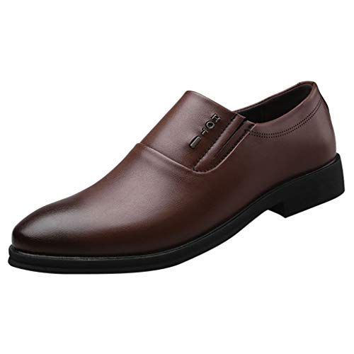 Business Formale Schnürschuh Lederschuhe Moderne Klassische Halbschuh Flach Atmungsaktiv Freizeitschuhe Weit Slip on Sneakers Bequeme Mokassins Loafers Schuhe zum Autofahren modische (Brown, 38) von BSWFA