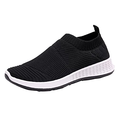 Damen Stilvoll Flache Fitnessschuhe Turnschuhe Freizeit Leichtgewichts Atmungsaktiv Bequem Wanderschuhe Freizeitschuhe Walkingschuhe Traillaufschuhe Schwarz Gr.37-41 EU (Black, 37) von BSWFA