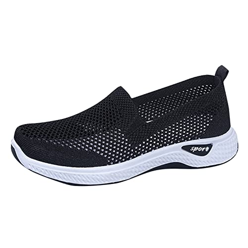 Damen Stilvoll Flache Freizeitschuhe Farbe Einfacher Turnschuhe Freizeit Leichtgewichts Atmungsaktiv Bequem Wanderschuhe Walkingschuhe Fitnessschuhe Traillaufschuhe Gr.37-41 EU (Black, 39) von BSWFA