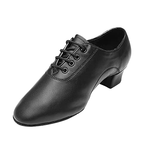 Schuhe Herren Moderne Lateinische Tanzschuhe für Herren Einfarbige Schnürschuhe Ballsaal-Tanzschuhe Indoor-Trainingsschuhe Lederschuhe Atmungsaktive Schuhe Herren (Black, 40) von BSWFA