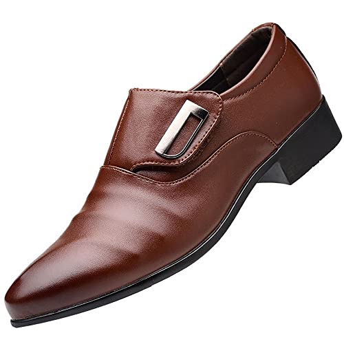 Herren Business Atmungsaktiv Lederschuhe Farbe Einfacher Halbschuh zum Autofahren Klassische Schlupfschuhe Slipper Flach WeichLeicht Freizeitschuhe Loafers Schuhe Wird mit Schuhkarton (Brown, 40) von BSWFA