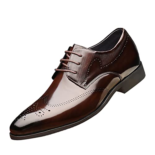 Herren Business Atmungsaktiv Lederschuhe Farbe Einfacher Schnürhalbschuhe zum Autofahren Klassische Schlupfschuhe Slipper Flach WeichLeicht Freizeitschuhe Loafers Schuhe Wird mit (Brown, 40) von BSWFA