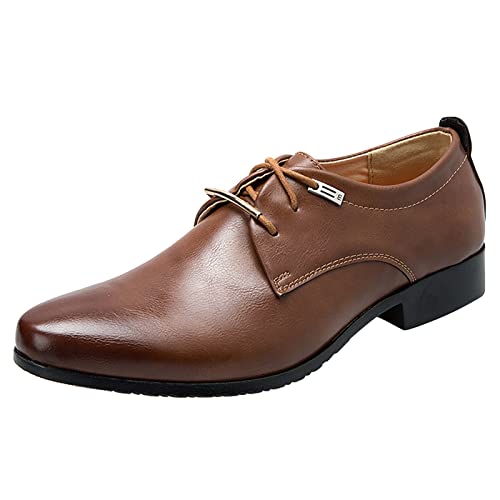 Herren Business Atmungsaktiv Lederschuhe Farbe Einfacher Schnürhalbschuhe zum Autofahren Klassische Schlupfschuhe Slipper Flach WeichLeicht Freizeitschuhe Schlupfschuhe Slipper (Brown, 45) von BSWFA