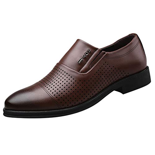 Herren Business Einfarbige Durchbrochene Lederschuhe Halbschuh Formale Moderne Klassische Herren Slipper Atmungsaktiv Freizeitschuhe Business Schuhe Hochzeit Schuhe Mit2Farben (Brown, 46) von BSWFA