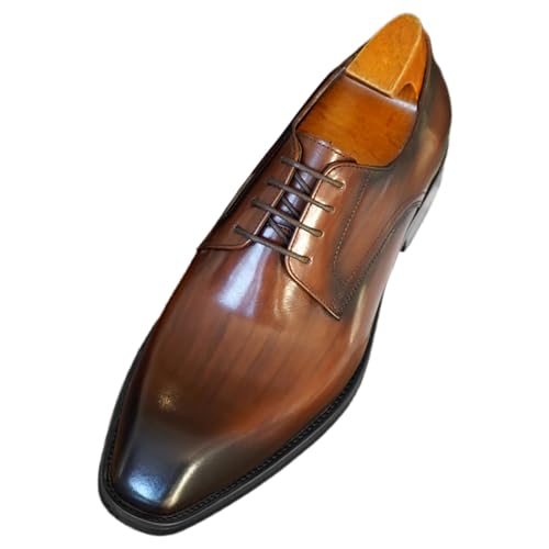 Herren Business Formale Geprägte Lederschuhe Moderne Klassische Halbschuh Einfarbige Quadratische Zehe Bequeme Mokassins Hochzeitsschuhe Atmungsaktiv Freizeitschuh Loafers Schuhe (Brown, 45) von BSWFA