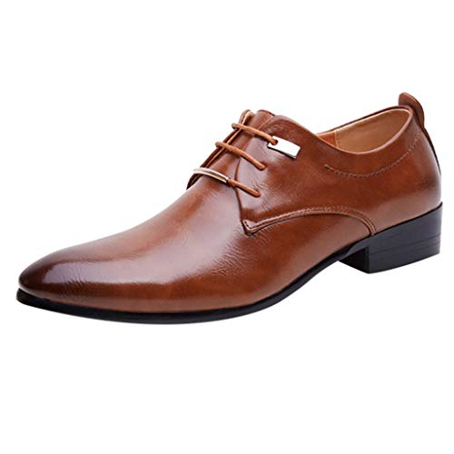 Herren Business Formelle Lederschuhe Moderne Klassische Spitzer Zehe Slipper Schnürschuh Lässige Loafer Freizeitschuhe Loafers Schuhe zum Autofahren modische Schlup Halbschuh mit Gummizug (Brown, 45) von BSWFA