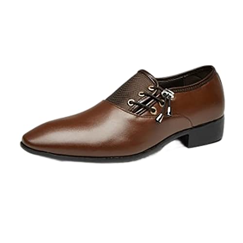 Herren Business Vielseitige Lederschuhe Formale Halbschuh Moderne Klassische Schnürschuh Atmungsaktiv Freizeitschuhe Spitze Zehe Gebürstetes Hochzeitsschuhe Loafers Schuhe zum Autofahren (Brown, 45) von BSWFA