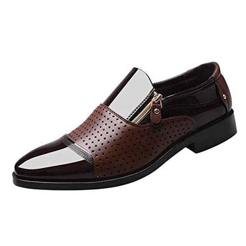 Herren Businessschuhe Spitzschuh Schnürschuh Glattleder Schnürhalbschuhe Büro Elegant Lederschuhe Klassischer Business Anzugschuhe Schnür Halbschuhe (45, 16-Braun) von BSWFA