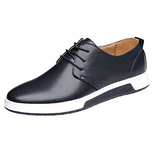 Herren Klassischer Business Anzugschuhe Farbe Einfacher Schnürhalbschuhe Klassischer Business Hochzeit Schuhe Atmungsaktiv Lederschuhe Loafers Schuhe zum Autofahren modische Schlupfschuhe (Blue, 43) von BSWFA