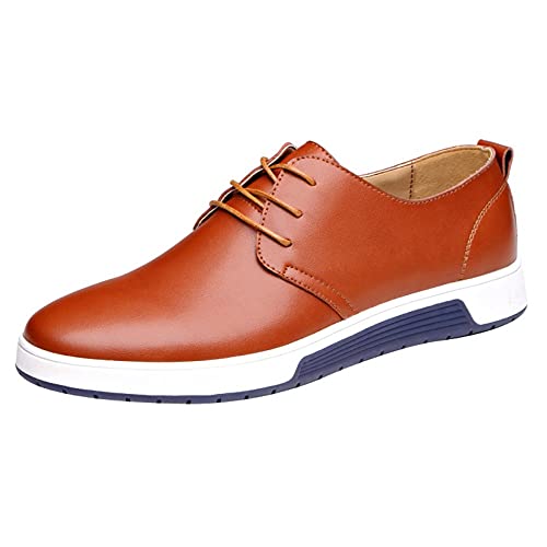 Herren Klassischer Business Anzugschuhe Farbe Einfacher Schnürhalbschuhe Klassischer Business Hochzeit Schuhe Atmungsaktiv Lederschuhe Loafers Schuhe zum Autofahren modische Schlupfschuhe (Brown, 43) von BSWFA