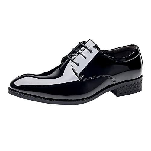Herren Klassischer Business Lederschuhe Farbe Einfacher Schnürhalbschuhe Klassischer Business Hochzeit Schuhe Atmungsaktiv Anzugschuhe Loafers Schuhe zum Autofahren modische Schlupfschuhe (Black, 41) von BSWFA