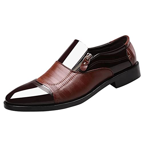 Herren Klassischer Business Lederschuhe Farbe Einfacher Schnürhalbschuhe Klassischer Business Spitzer Zehe Hochzeit Schuhe Atmungsaktiv Anzugschuhe Loafers Schuhe zum Autofahren modische (Brown, 40) von BSWFA