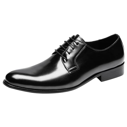 Herren Modische WeichLeicht Lederschuhe Farbe Einfacher Spitzer Zehe Loafers Schuhe zum Autofahren Klassische Schlupfschuhe Slipper Flach Atmungsaktiv Freizeitschuhe Loafers Schuhe (Black, 45) von BSWFA