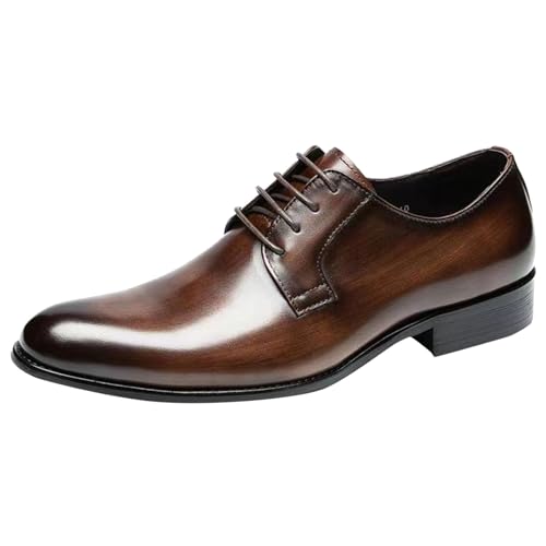 Herren Modische WeichLeicht Lederschuhe Farbe Einfacher Spitzer Zehe Loafers Schuhe zum Autofahren Klassische Schlupfschuhe Slipper Flach Atmungsaktiv Freizeitschuhe Loafers Schuhe (Brown, 41) von BSWFA