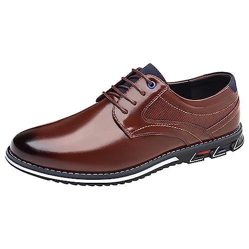 Herren Modische WeichLeicht Lederschuhe in Übergröße Spitzer ZeheLoafers Schuhe zum Autofahren Klassische Schlupfschuhe Slipper Flach Atmungsaktiv Freizeitschuhe Loafers Schuhe (Brown, 42) von BSWFA