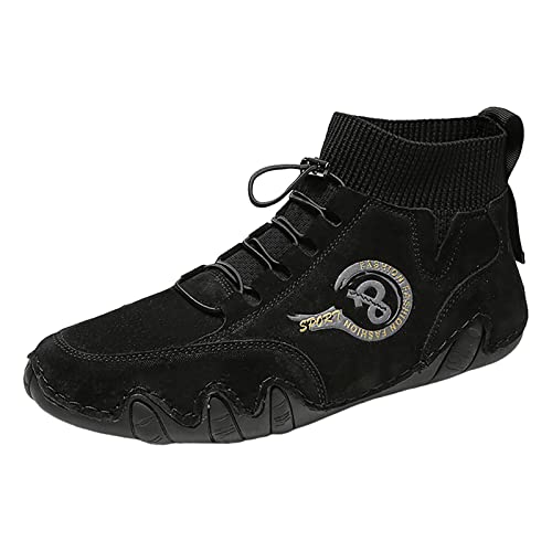 Herren Sneaker Schuhe 43 Version, High-Top-Schuhe, runde Zehen, atmungsaktiv, für den täglichen Gebrauch, Schuhe Sportschuhe Herren Indoor (Black, 43) von BSWFA