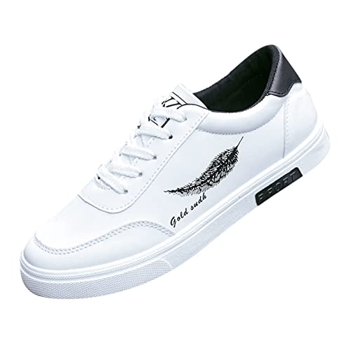 Herren Stilvoll Flache Fitnessschuhe Turnschuhe Freizeit Leichtgewichts Atmungsaktiv Bequem Wanderschuhe Freizeitschuhe Walkingschuhe Traillaufschuhe Schwarz Gr.39-44 EU (White, 44) von BSWFA