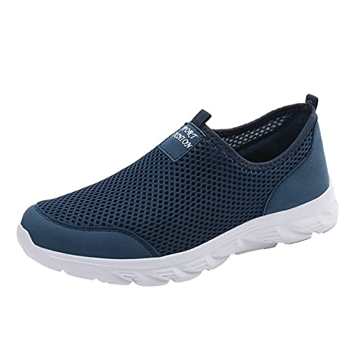 Herren Stilvoll Flache Mesh Laufschuhe Atmungsaktiv Turnschuhe Weich Leicht Sportschuhe Fitnessschuhe Bequeme Sneakers Schuhe für Gym Walking Jogging Laufen Basketball Größe:40-45EU (Blue, 42) von BSWFA