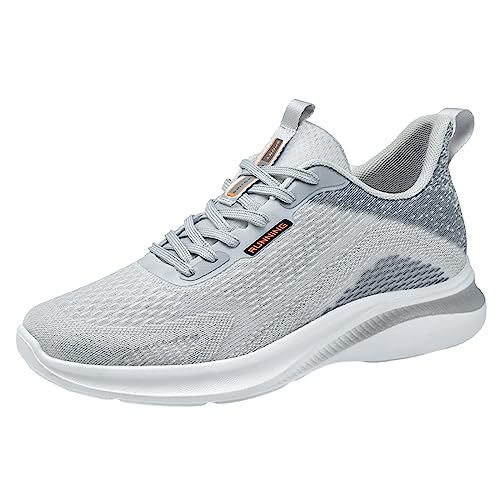 Hohe Schuhe Herren Winter Schuhe Dicken Boden Weiche Sohle Nicht Slip Spitze Up Mesh Atmungsaktives Obermaterial Bunte Sport Stil Herren Schuhe Gelb Schwarz (Grey, 44) von BSWFA