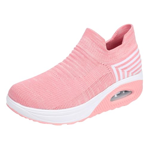 Outdoor Frauen Schuhe Atmungsaktive Farbe Sport Mesh Runing Solide Schuhe Leinenschuhe Damen Schuhe (16-Pink, 38) von BSWFA