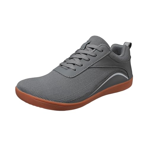 Paar Mesh-Sport-Freizeitschuhe, atmungsaktiv, Flacher Boden, leicht, Bequeme Wanderschuhe in Übergröße Schuhe Herren Sneaker Niedrig (Grey #2, 37) von BSWFA