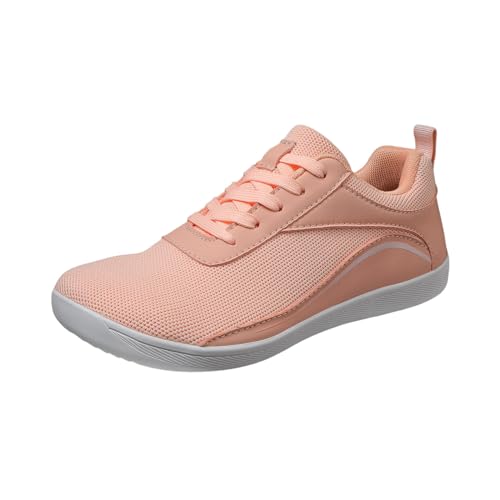 Paar Mesh-Sport-Freizeitschuhe, atmungsaktiv, Flacher Boden, leicht, Bequeme Wanderschuhe in Übergröße Schuhe Herren Sneaker Niedrig (Pink #2, 38) von BSWFA