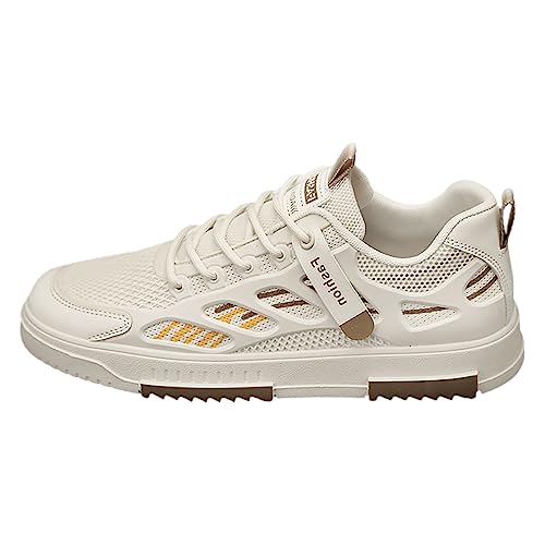 Schuhe Laufen Herren kleine weiße Schuhe Herren Hundred Schuhe Herrenmodelle leichte weiche Unterseite Sport Casual Boardschuhe Schuhe Herren Sneaker Angebote (Beige, 42) von BSWFA