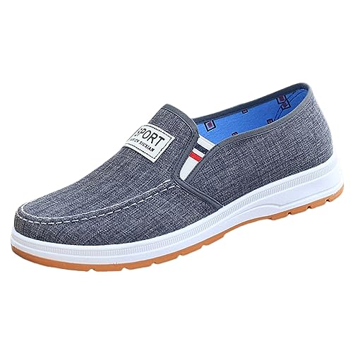 Stilvoll Alle Saison Herren Atmungsaktiv Schlüpfen Schuhe Schlichter Mund Schnürbare Turnschuhe Farbe Einfacher Sportschuhe Breit Fitnessschuhe Bequeme Sneakers Schuhe Größe:40-12EU (Grey, 42) von BSWFA