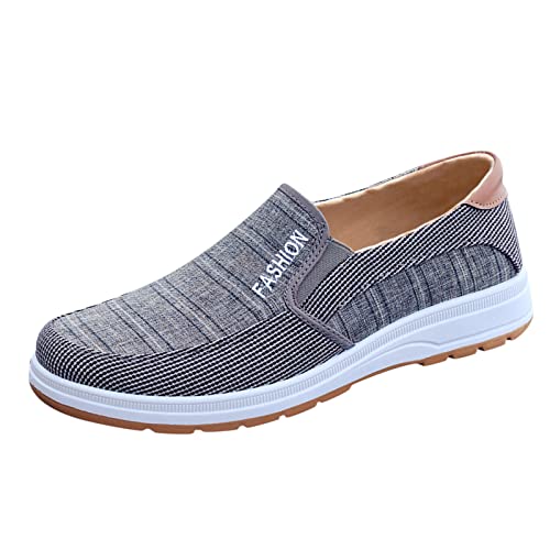 Stilvoll Alle Saison Herren-Barfußschuhe Schlichter Mund Turnschuhe Colour Block Streifen Sportschuhe Out-Runde Flacher Boden Fitnessschuhe Bequeme Sneakers Schuhe Größe：40-42 (Grey, 40) von BSWFA