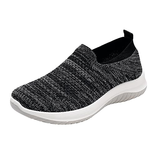 Stilvoll Damen Einfarbige Turnschuhe mit Dicker Sohle Turnschuhe Atmungsaktive Laufschuhe Freizeitschuhe Straße Walking Schuhe Fitness Jogging Sommer Frühling Höhenverstellbare Schuhe (Black, 38) von BSWFA