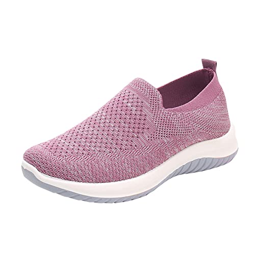 Stilvoll Damen Einfarbige Turnschuhe mit dicker Sohle Turnschuhe Atmungsaktive Laufschuhe Freizeitschuhe Straße Walking Schuhe Fitness Jogging Sommer Frühling Höhenverstellbare Schuhe (Purple, 40) von BSWFA