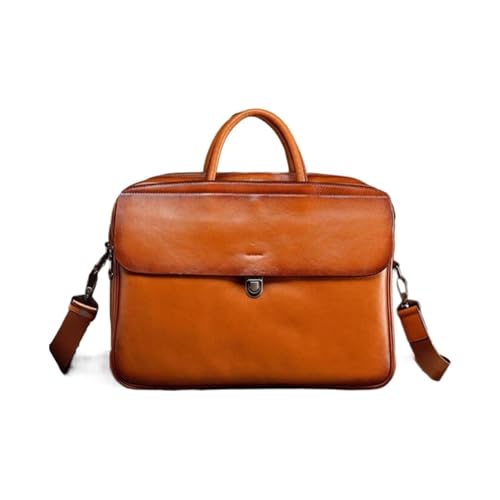 BSWRTH Aktentaschen Laptoptaschen Echtes Leder Tragetaschen Herren Schultertaschen Computertaschen Handtaschen Gepäck Kuriertaschen(Brown1) von BSWRTH