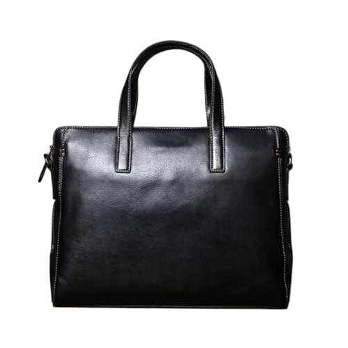 BSWRTH Computertaschen Echtes Leder Totes Herren Aktentaschen Schultertaschen Messenger Bags Laptoptaschen Handtaschen(Black) von BSWRTH