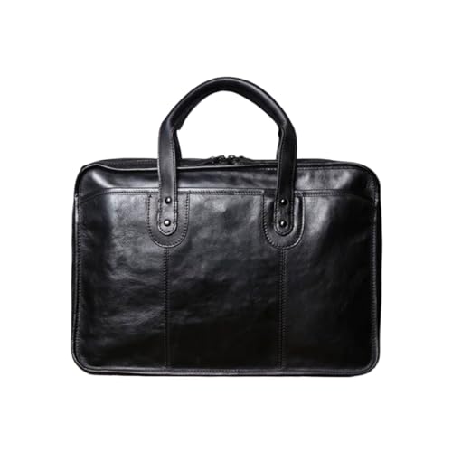 BSWRTH Echtes Leder Totes Computer Taschen Herren Aktentaschen Schultertaschen Laptop Taschen Messenger Bags Handtaschen(Black) von BSWRTH
