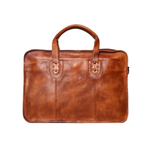 BSWRTH Echtes Leder Totes Computer Taschen Herren Aktentaschen Schultertaschen Laptop Taschen Messenger Bags Handtaschen(Brown) von BSWRTH