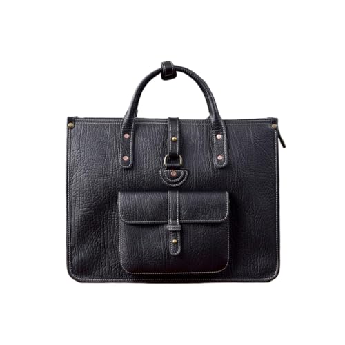 BSWRTH Laptoptaschen Echtes Leder Totes Handtaschen Herren Schultertaschen Computertaschen Aktentaschen Messenger Bags(Black) von BSWRTH