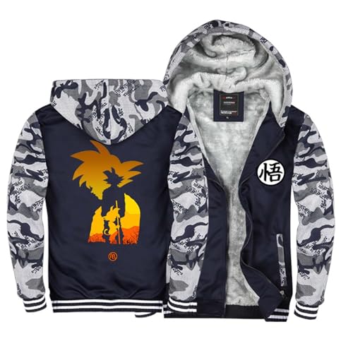 BSapp Sweatshirt Hoodie Herren Men Long Sleeves Present，Dragon Ball Logo Outdoor Winddichter Druck Casual Reißverschluss，Mit Kapuze Langarm Sport Jacke Hoodies-Blue and Camouflage||M von BSapp