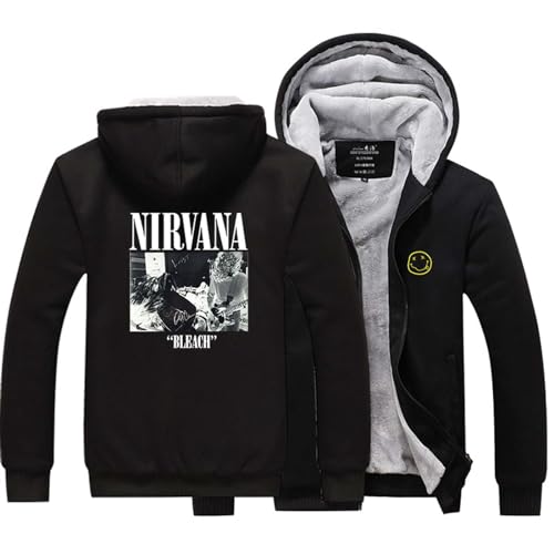 BSapp Sweatshirt Hoodie Herren Men Long Sleeves Present，Nirvana Logo Outdoor Winddichter Druck Casual Reißverschluss，Mit Kapuze Langarm Sport Jacke Hoodies-Black||XL von BSapp