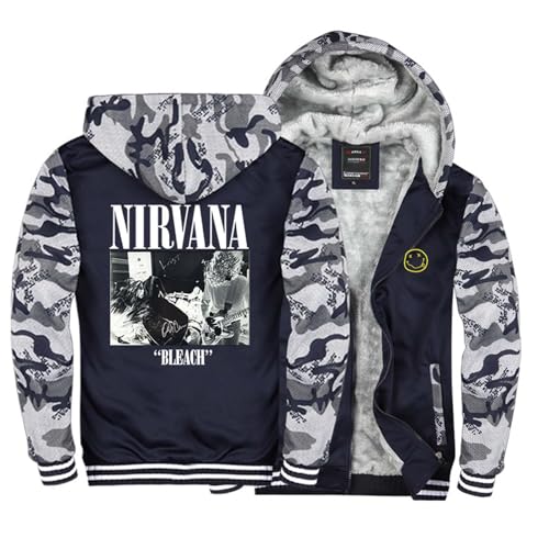 BSapp Sweatshirt Hoodie Herren Men Long Sleeves Present，Nirvana Logo Outdoor Winddichter Druck Casual Reißverschluss，Mit Kapuze Langarm Sport Jacke Hoodies-Blue and Camouflage||S von BSapp