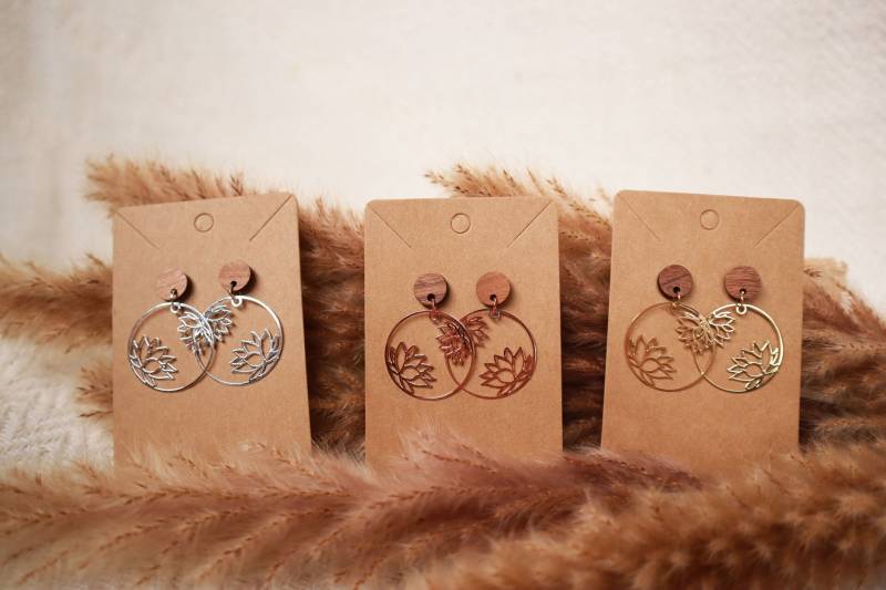 Ohrringe - Schmuck Dirndlschmuck Lotus Lotusblume Gold Silber Roségold Geschenk von BSmorethanwood