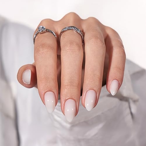 BTArtbox Almond Press on Nails Kurz White Glossy Fake Nägel Short Sheer Einfarbig künstliche Falsche Nägel zum aufkleben mit Nagelkleber, 30 Stück Mandel künstliche Fingernägel für Frauen & Mädchen von BTArtbox