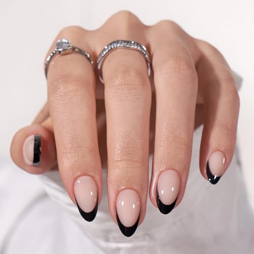 BTArtbox French Press on Nails Kurz künstliche Nägel zum aufkleben Almond Fake Nails mit Nail Glue, 32 Stück Short Mandel Französisch künstliche False Nails für Damen und Frauen von BTArtbox
