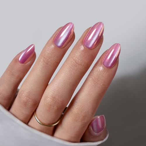 BTArtbox Press On Nails Short - Pink Cat Eye Mandal Nägel Zum Aufkleben mit Kleber für Frauen, Opaque Gel X Nail Tips in 16 Größen - 32 Gel Nagel Set, Dreamy von BTArtbox