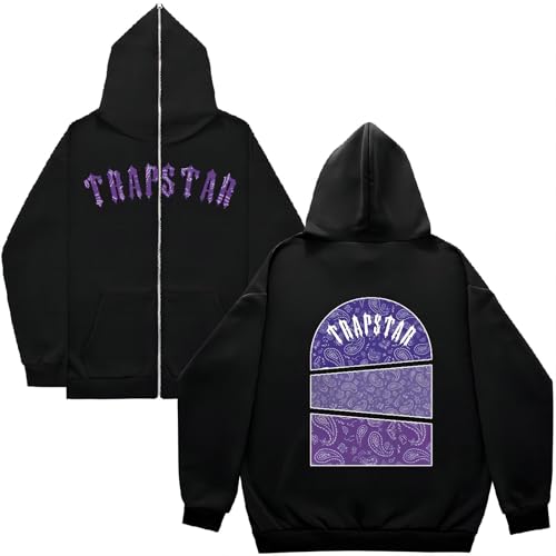 BTBDYDH AnzüGe Trapstar Anzug Herren 2-teilig Trapstar Jogginganzug Herbst Trapstar Logo Trainingsanzug Sportanzug Leichte Tracksuit Unisex Jogging Anzug Set Hoodie und Hose y2k 01-Helles Lila XXL von BTBDYDH