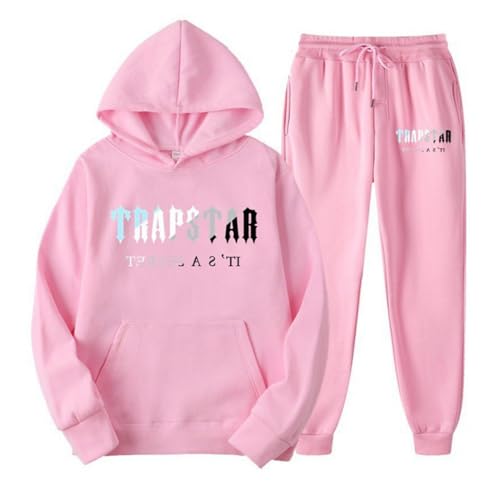 BTBDYDH AnzüGe Trapstar Jogginganzug für Herren Lose Hoodies Tracksuit Y2K für Herren Unisex Hip Hop Trainingsanzüge für Männer Lässig Oberteile und Sportanzug Trapstar Anzug 03-Rosa 3XL von BTBDYDH